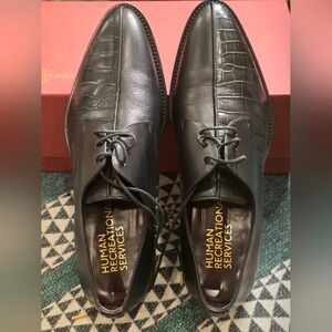 Human Recreational Services - men's leather lace-up dress shoes. Black. Used.